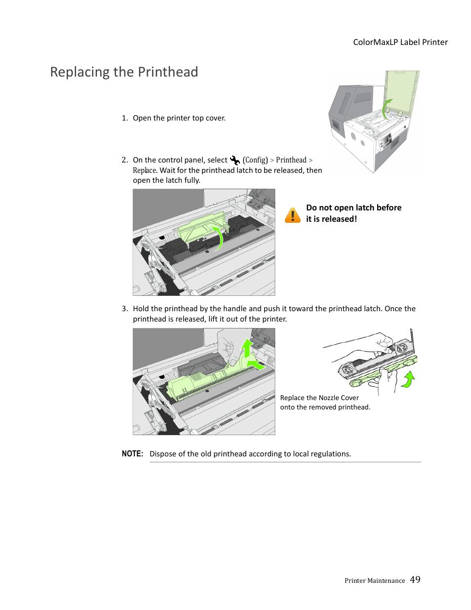 Replacing the printhead | Formax ColorMaxLP Operator Manual User Manual | Page 49 / 86