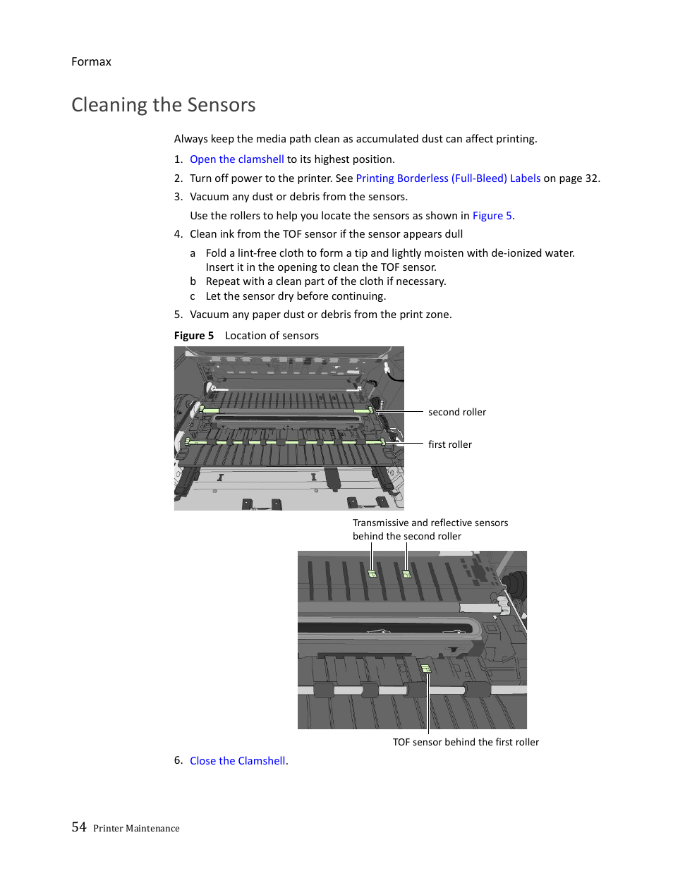 Cleaning the sensors | Formax ColorMaxLP Operator Manual User Manual | Page 54 / 86