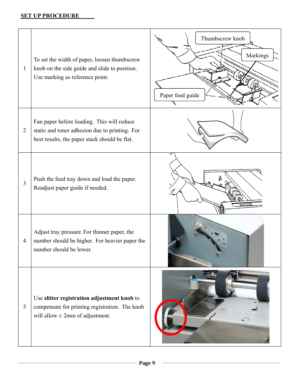 Setting up procedure | Formax FD 120 User Manual | Page 9 / 15