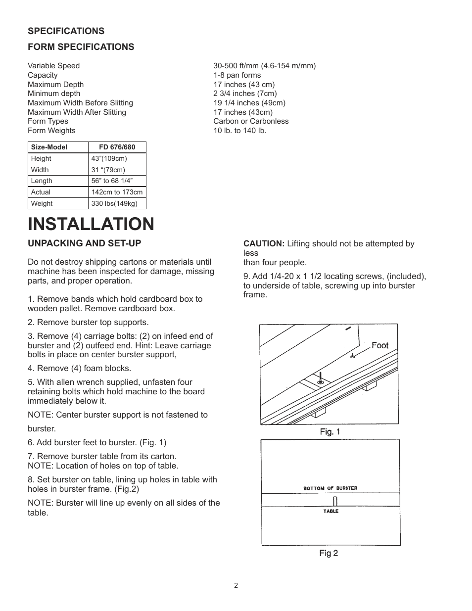 Installation | Formax FD 670 User Manual | Page 6 / 18