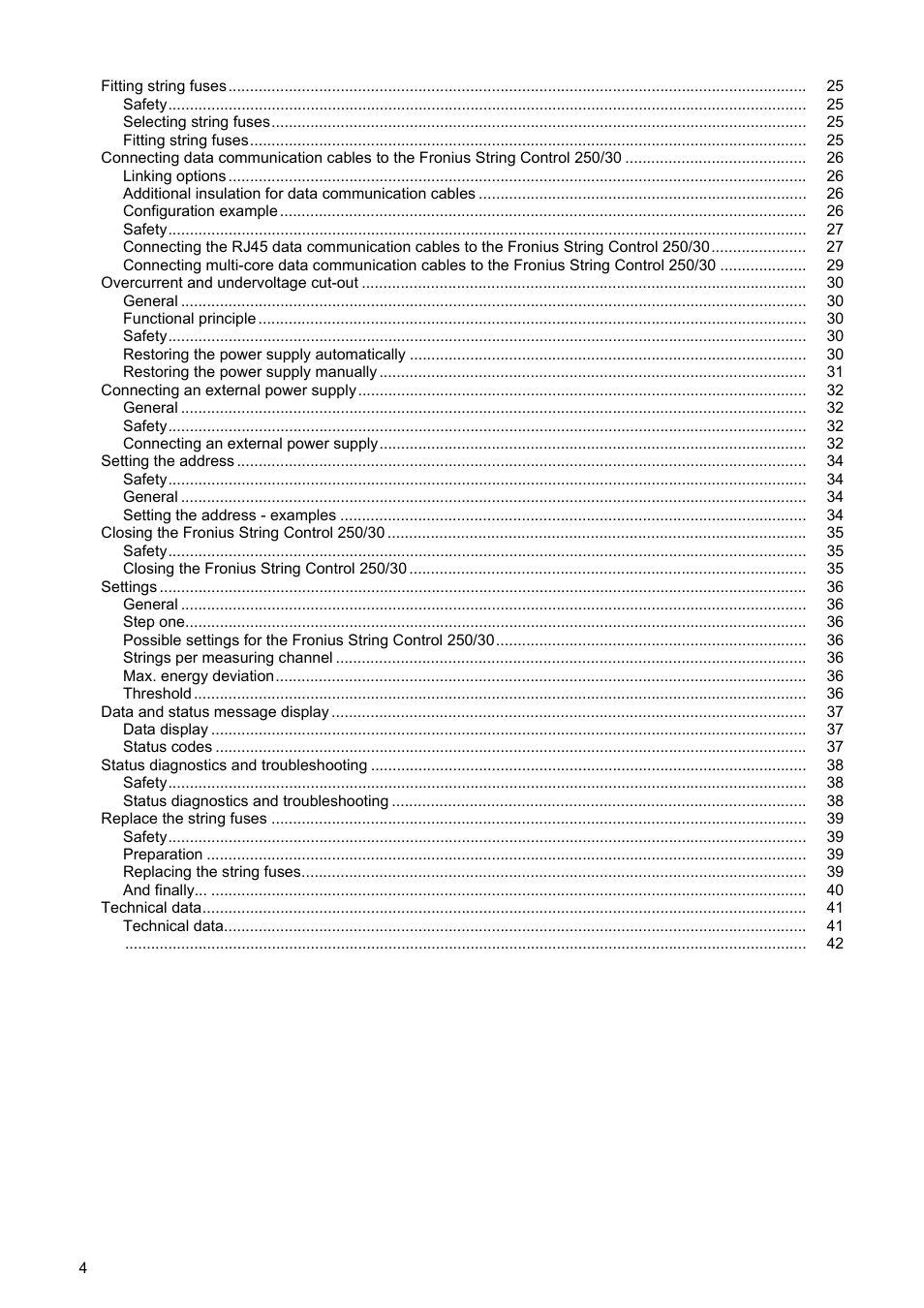 Fronius String Control 250/30 User Manual | Page 6 / 46