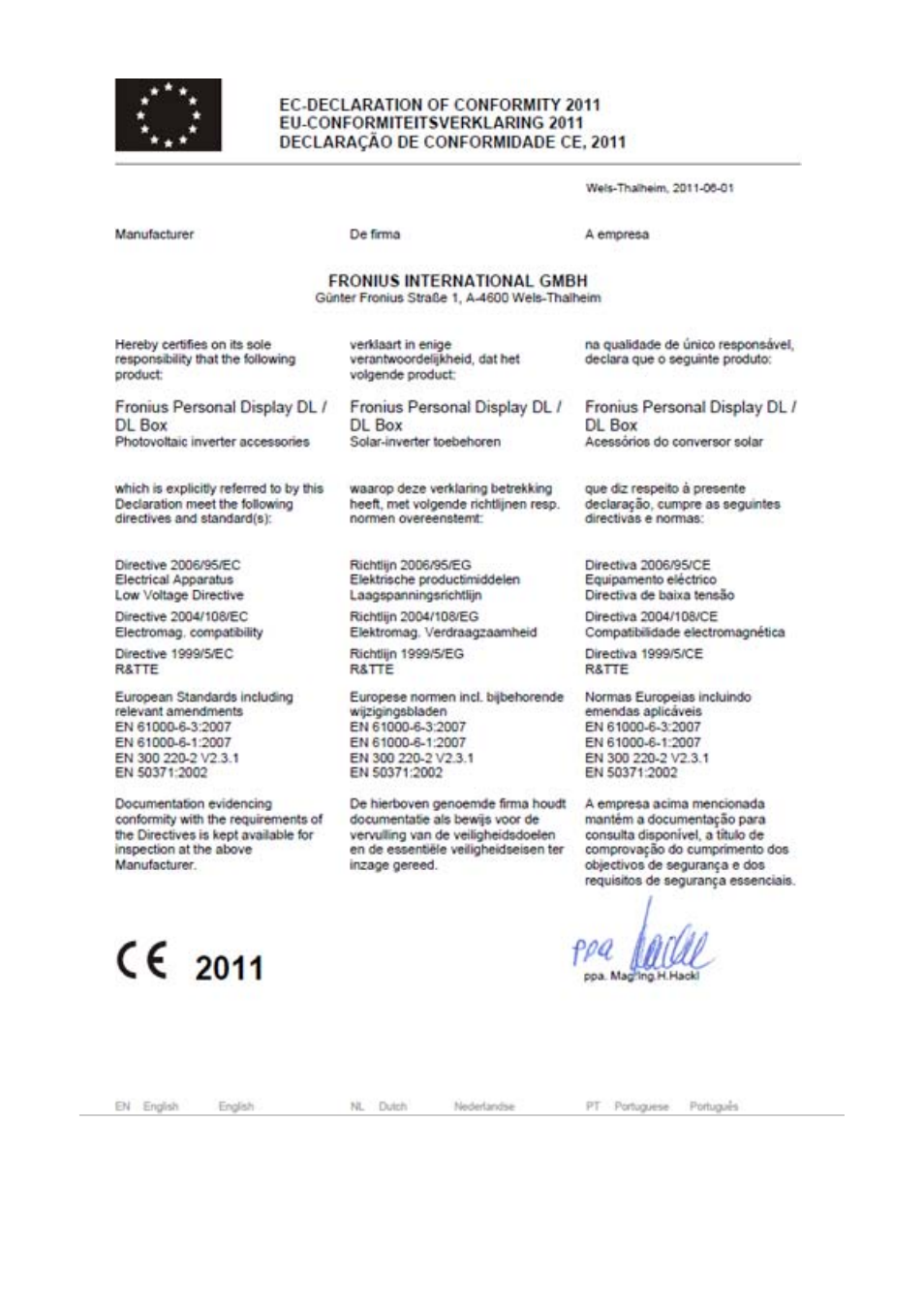 Fronius Personal Display DL User Manual | Page 172 / 174