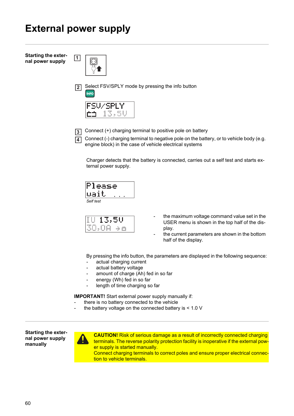 External power supply | Fronius Acctiva Professional Flash User Manual | Page 62 / 160
