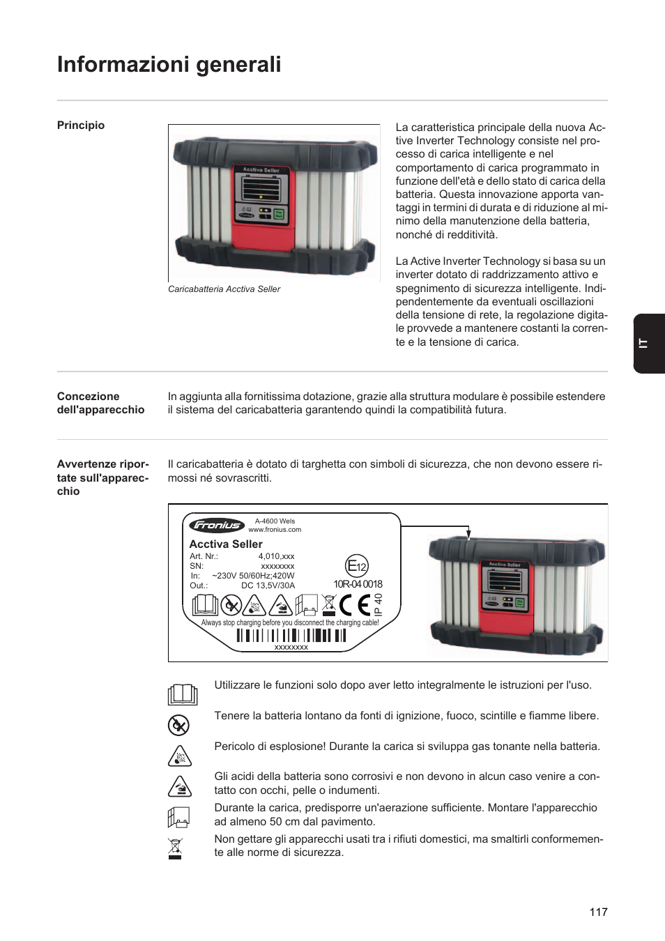 Informazioni generali | Fronius Acctiva Seller User Manual | Page 119 / 188