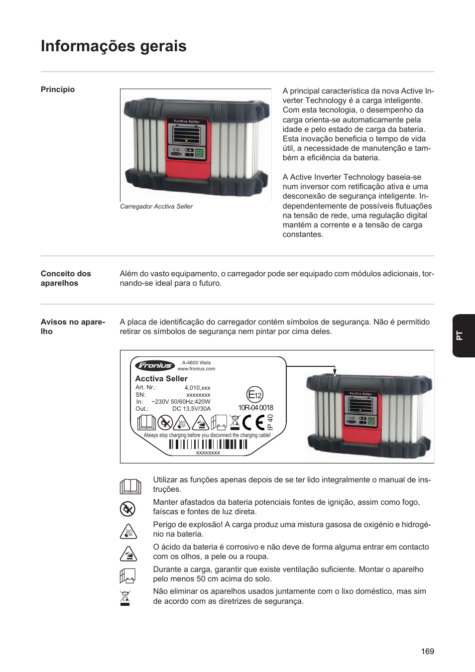 Informações gerais | Fronius Acctiva Seller User Manual | Page 171 / 188