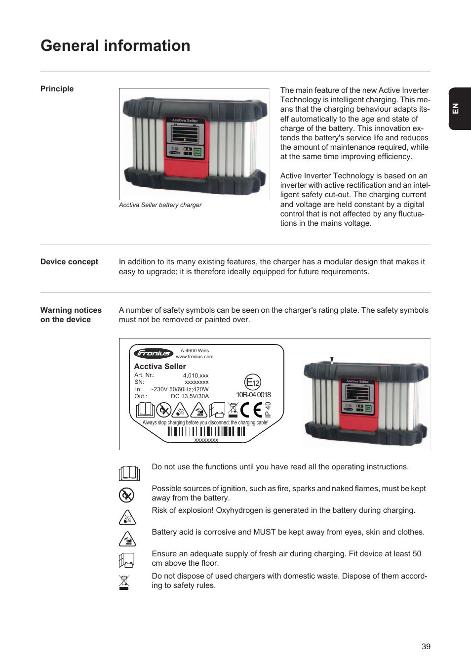 General information | Fronius Acctiva Seller User Manual | Page 41 / 188
