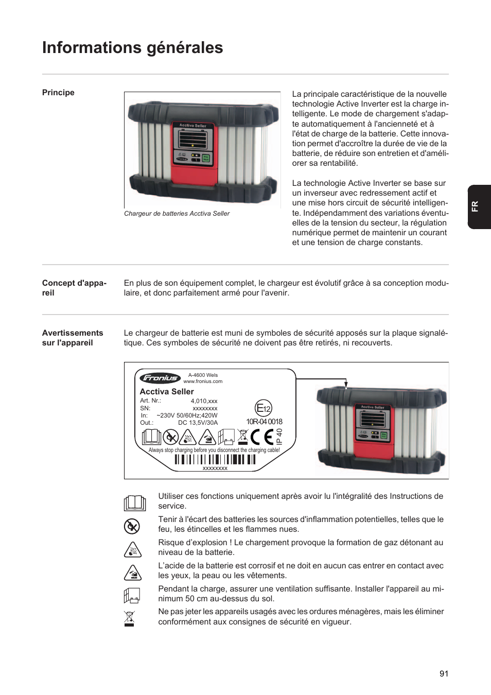 Informations générales | Fronius Acctiva Seller User Manual | Page 93 / 188