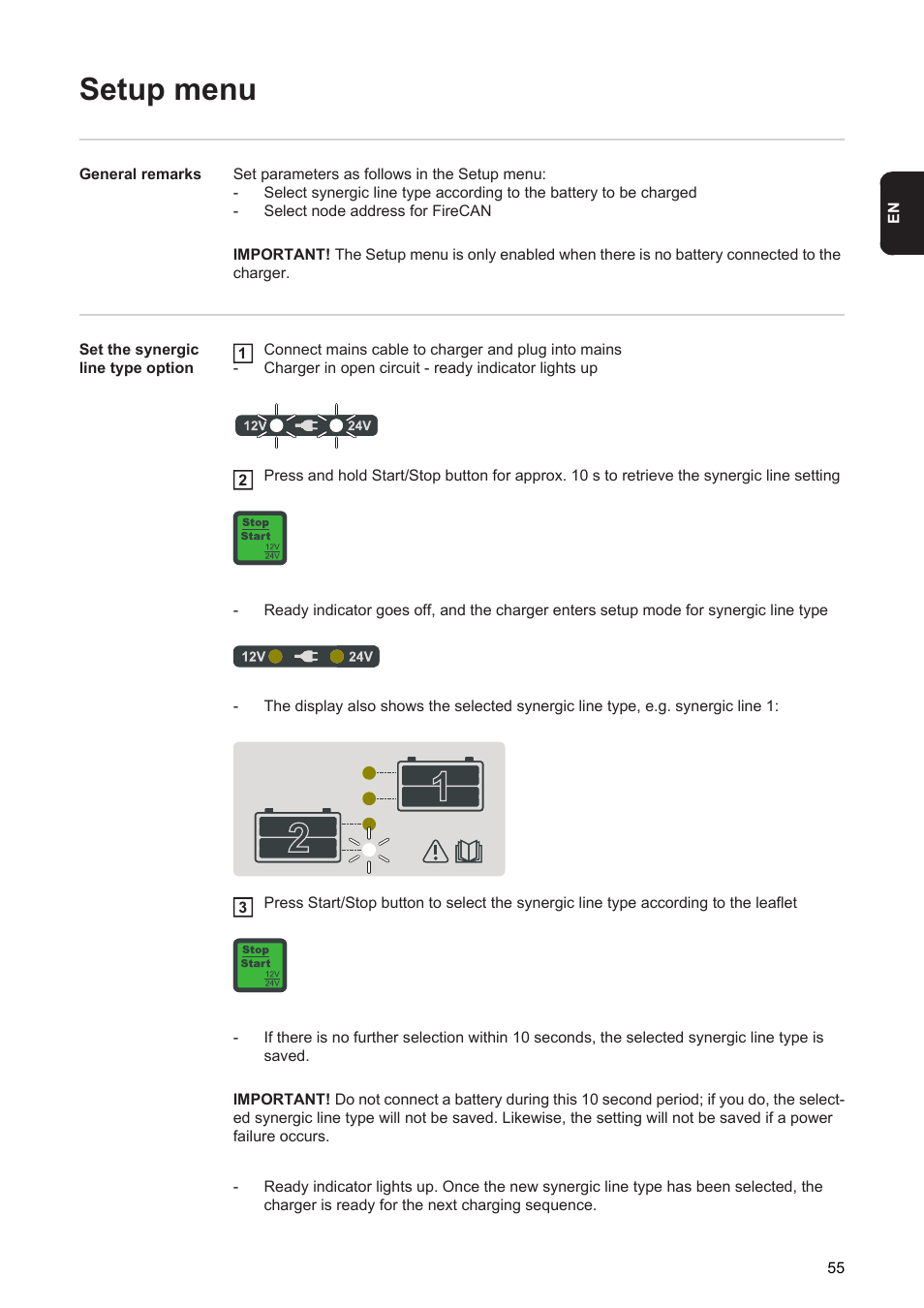 Setup menu | Fronius Acctiva Twin 15A User Manual | Page 57 / 122