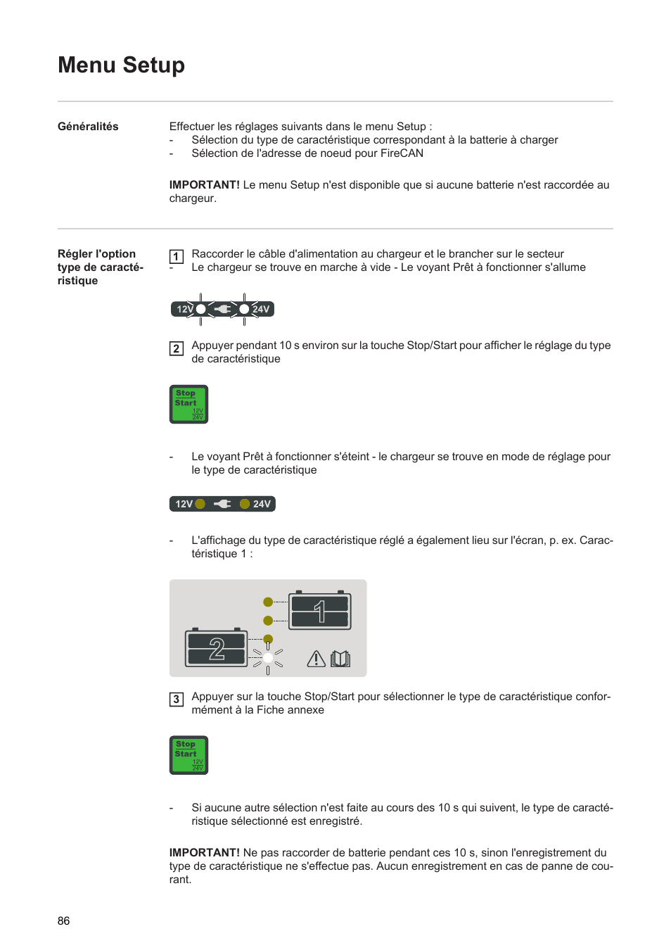Menu setup | Fronius Acctiva Twin 15A User Manual | Page 88 / 122