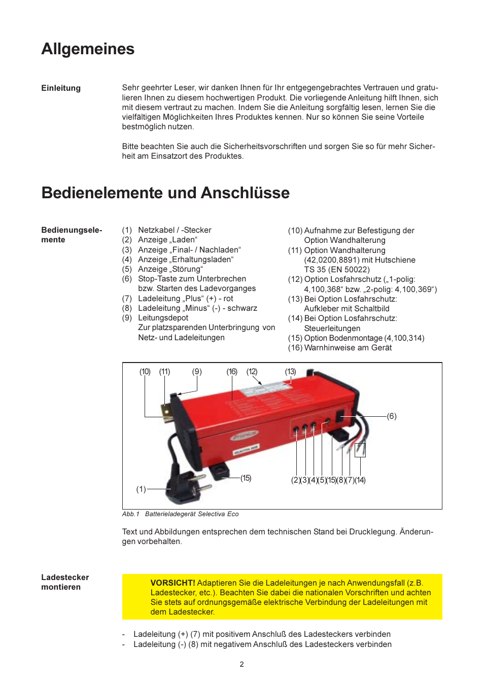 Allgemeines, Bedienelemente und anschlüsse | Fronius Selectiva Eco User Manual | Page 10 / 84