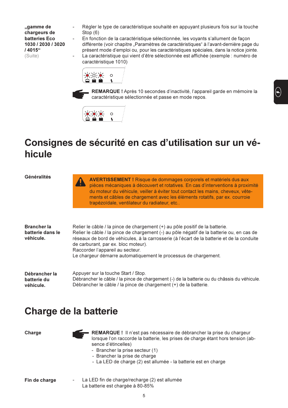 Charge de la batterie | Fronius Selectiva Eco User Manual | Page 45 / 84