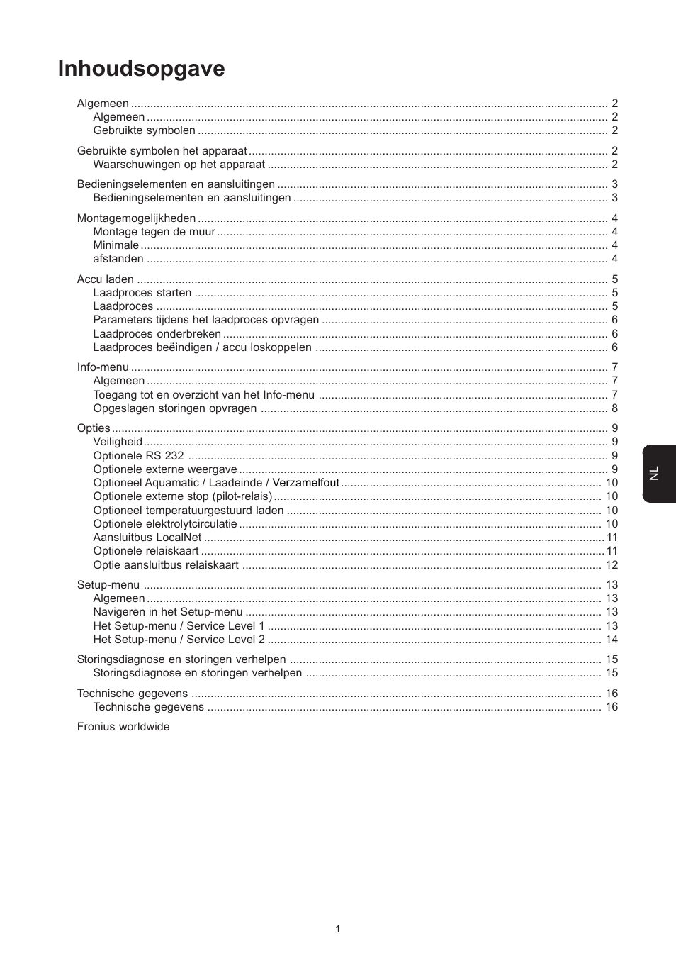 Inhoudsopgave | Fronius Selectiva Plus (three-phase) User Manual | Page 75 / 96