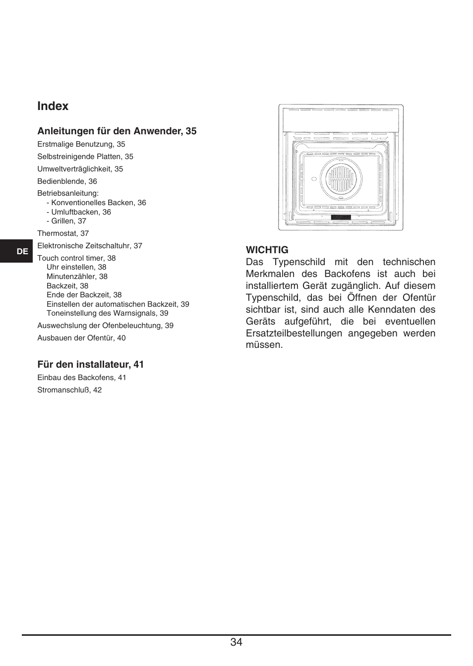 Index | Fulgor Milano QO 6009 PT User Manual | Page 34 / 64