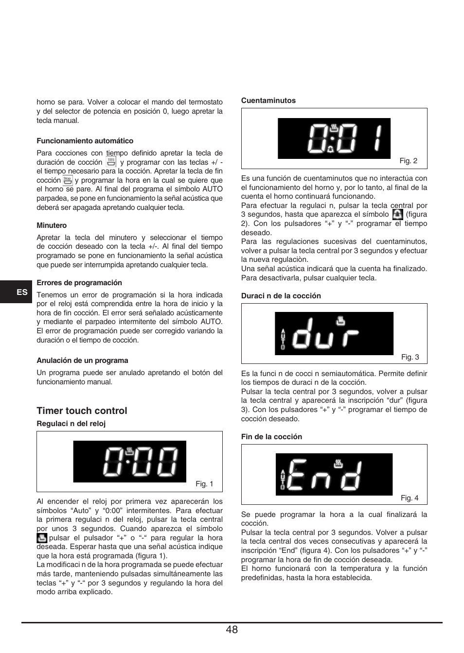 Timer touch control | Fulgor Milano QO 6009 PT User Manual | Page 48 / 64