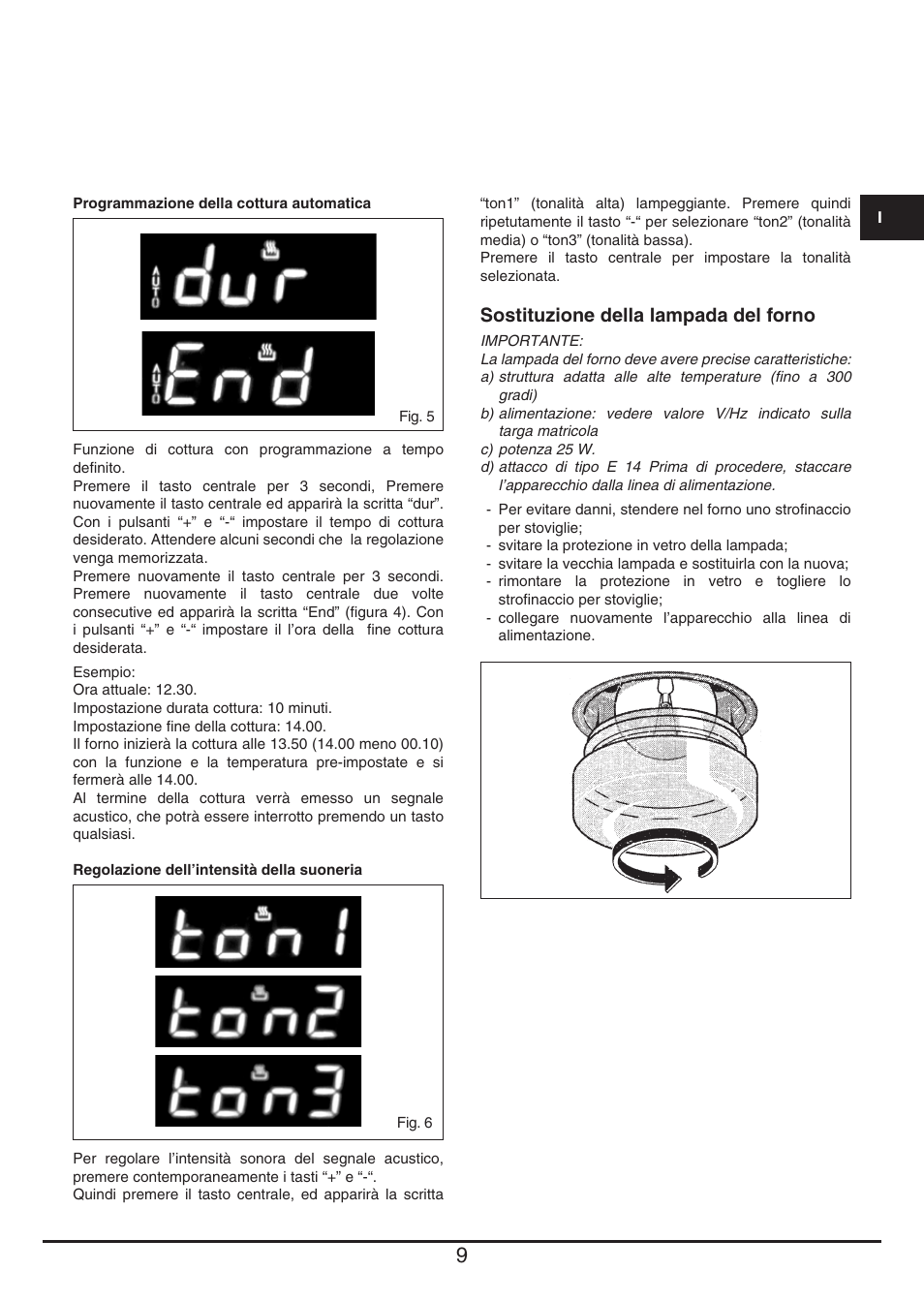 Sostituzione della lampada del forno | Fulgor Milano QO 6009 PT User Manual | Page 9 / 64