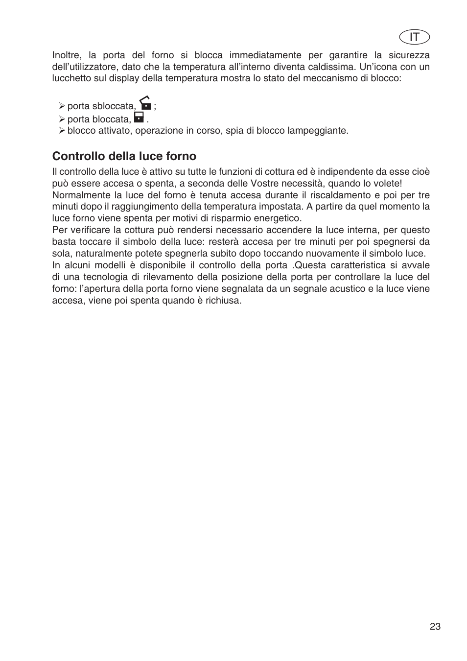Controllo della luce forno | Fulgor Milano SPO 6213 User Manual | Page 101 / 270