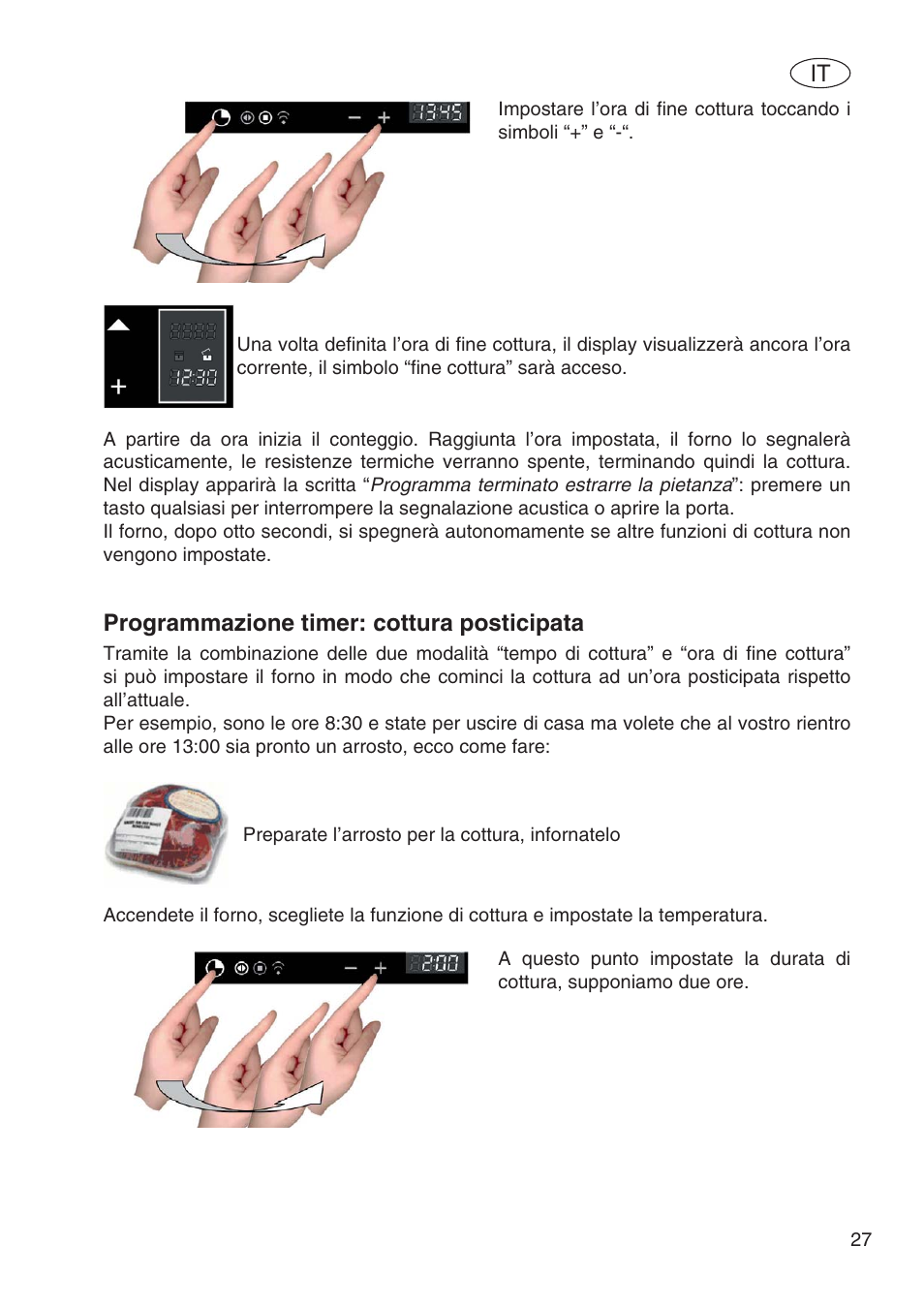 Programmazione timer: cottura posticipata | Fulgor Milano SPO 6213 User Manual | Page 105 / 270