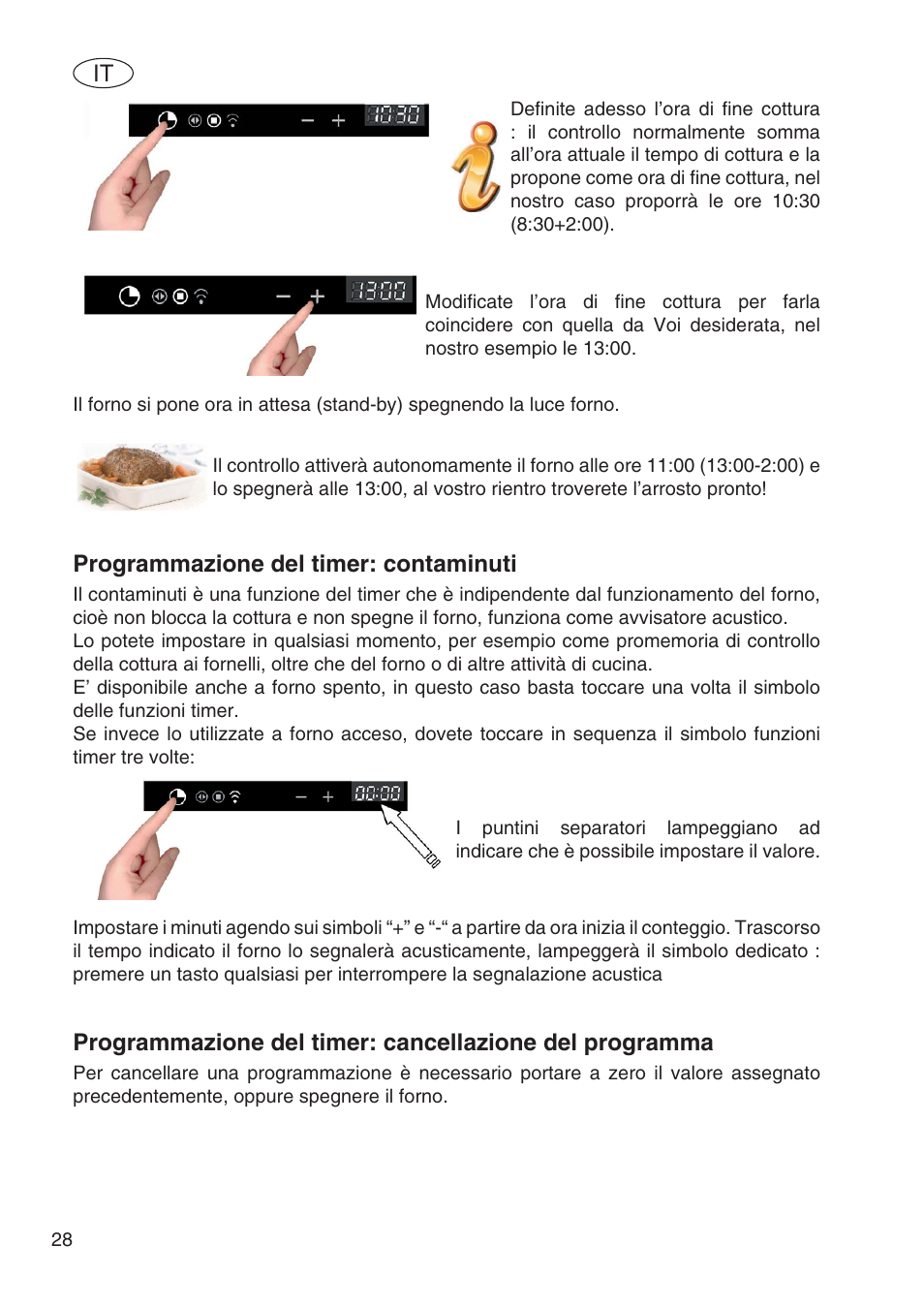 Programmazione del timer: contaminuti | Fulgor Milano SPO 6213 User Manual | Page 106 / 270