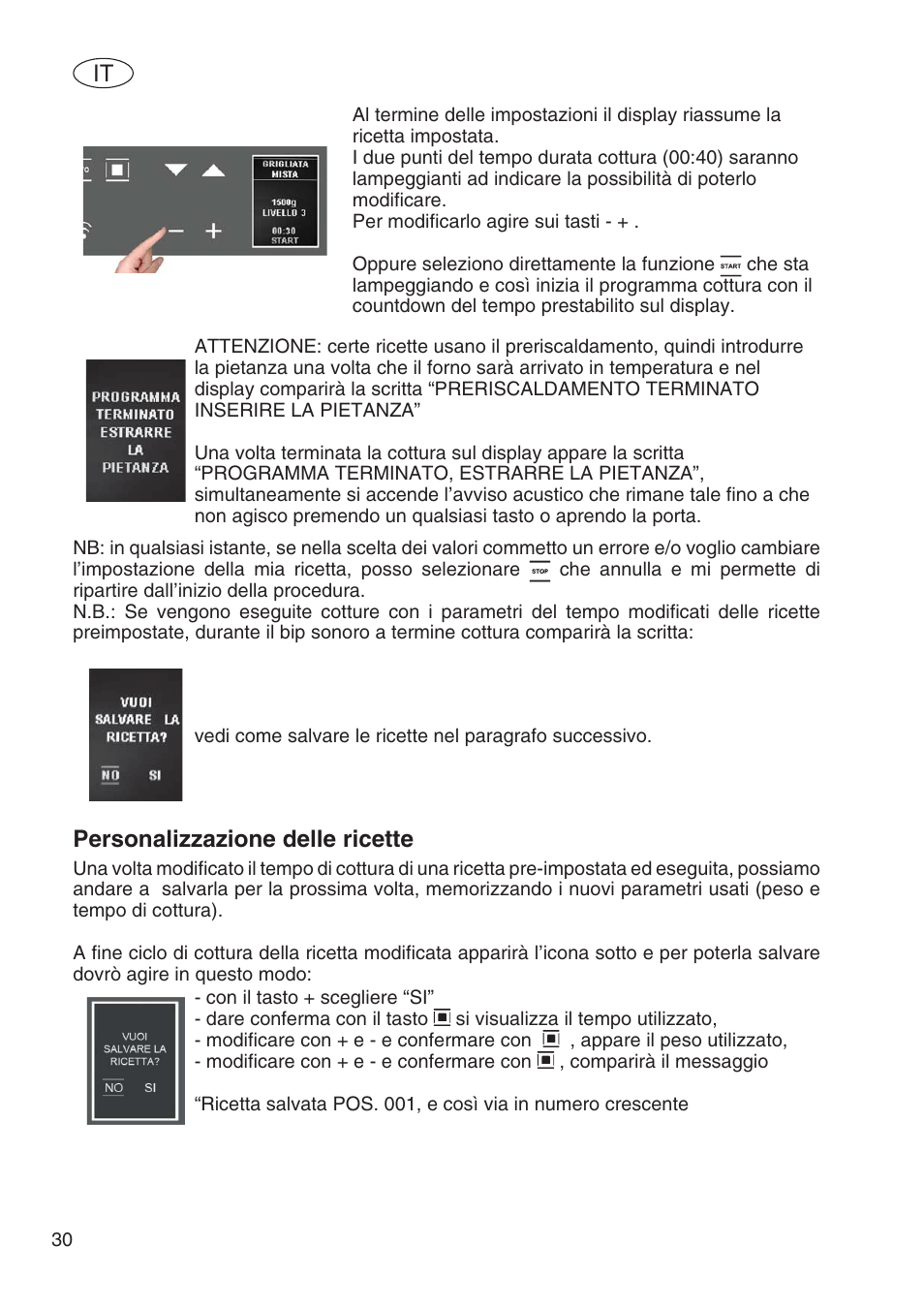 Personalizzazione delle ricette | Fulgor Milano SPO 6213 User Manual | Page 108 / 270