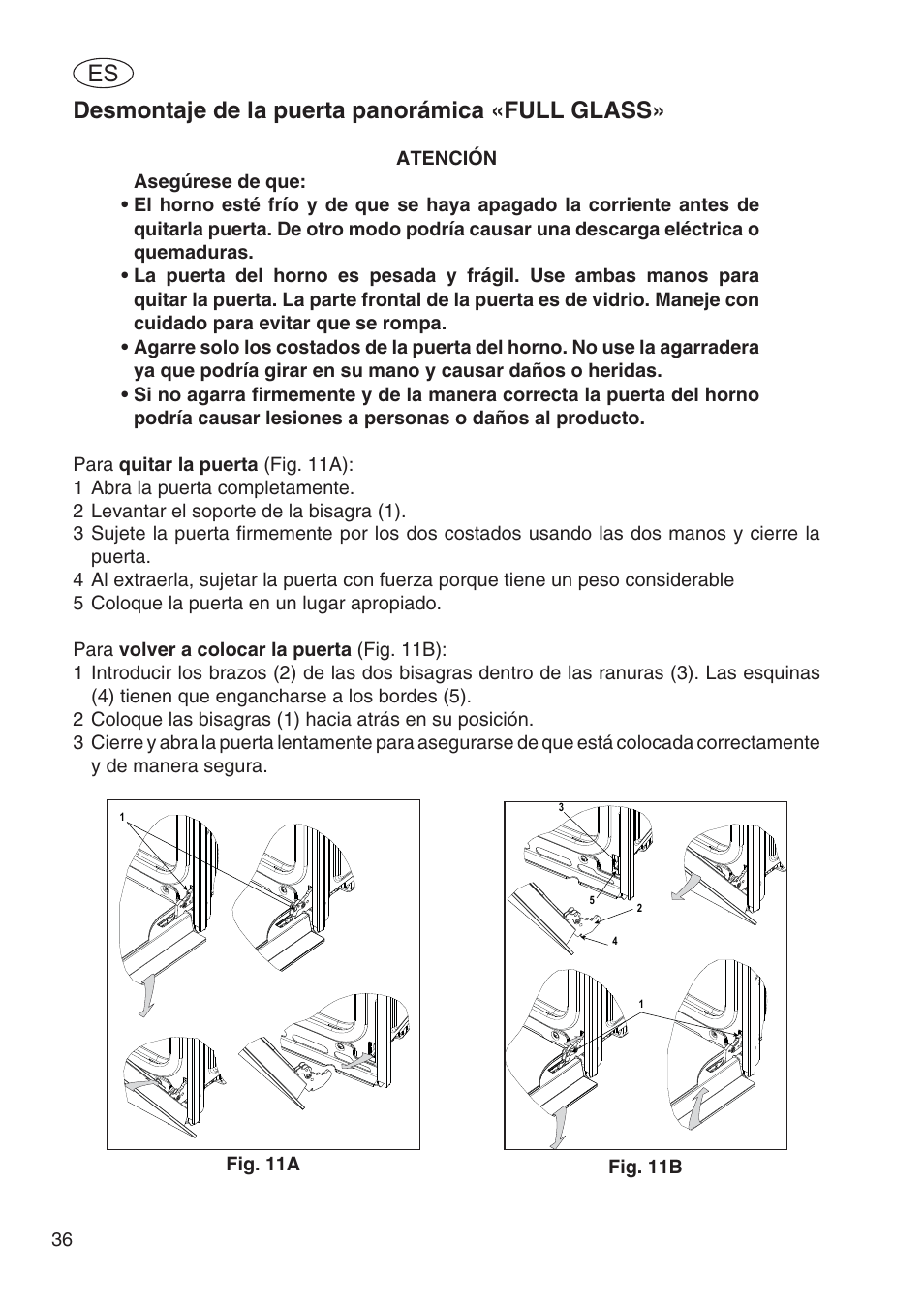 Desmontaje de la puerta panorámica «full glass | Fulgor Milano SPO 6213 User Manual | Page 152 / 270