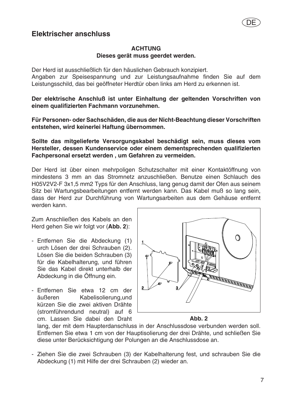 Elektrischer anschluss | Fulgor Milano SPO 6213 User Manual | Page 161 / 270