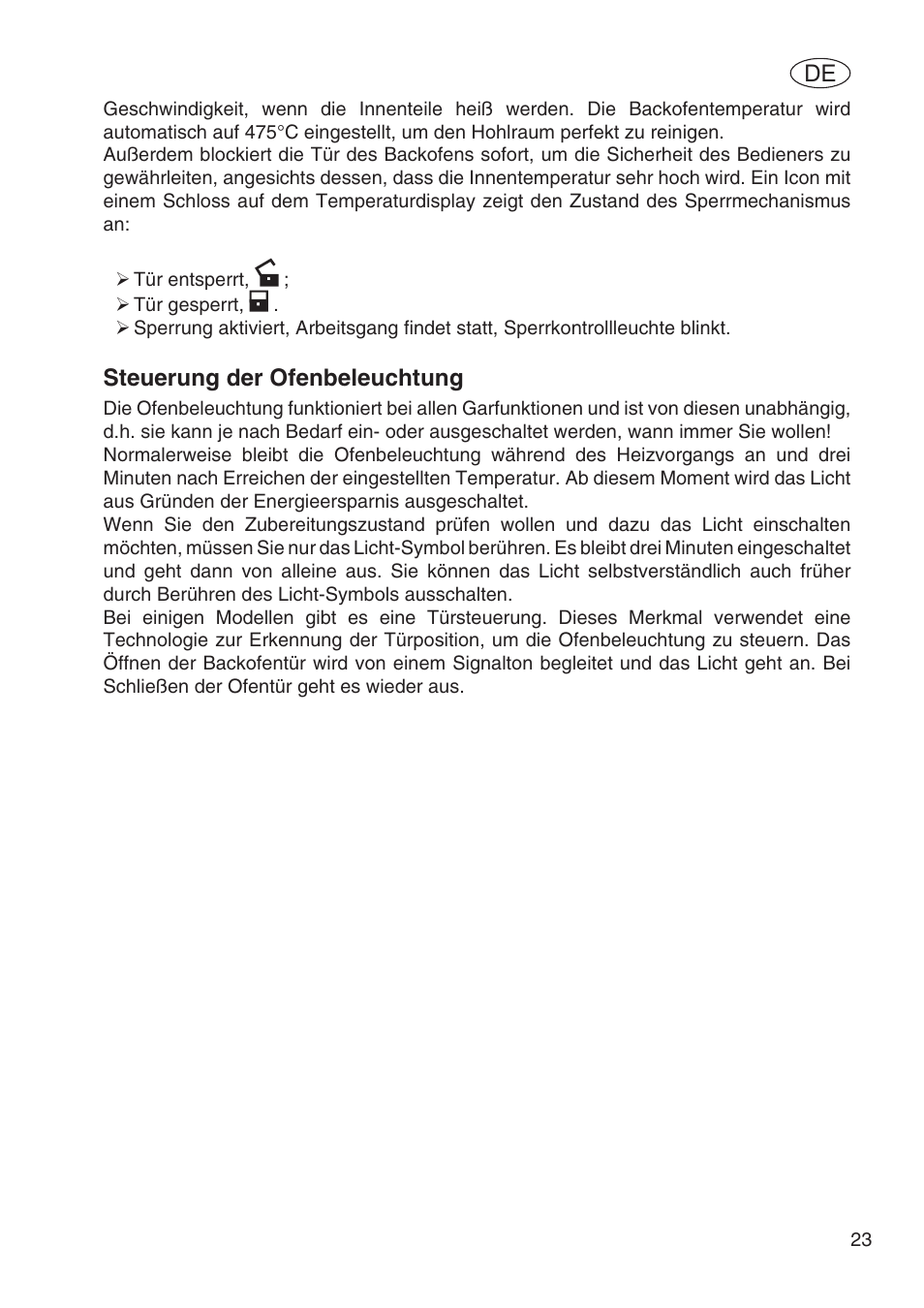 Steuerung der ofenbeleuchtung | Fulgor Milano SPO 6213 User Manual | Page 177 / 270
