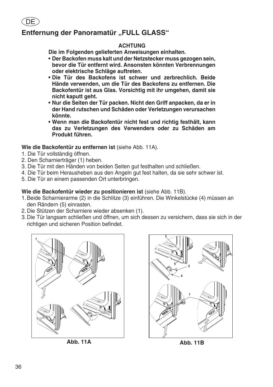 Entfernung der panoramatür „full glass | Fulgor Milano SPO 6213 User Manual | Page 190 / 270