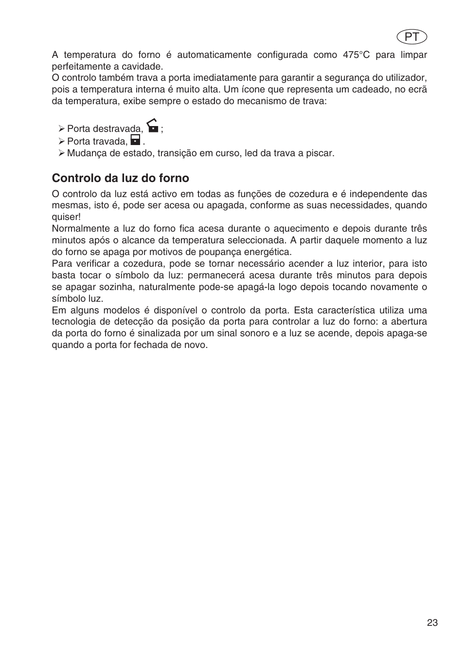 Controlo da luz do forno | Fulgor Milano SPO 6213 User Manual | Page 215 / 270