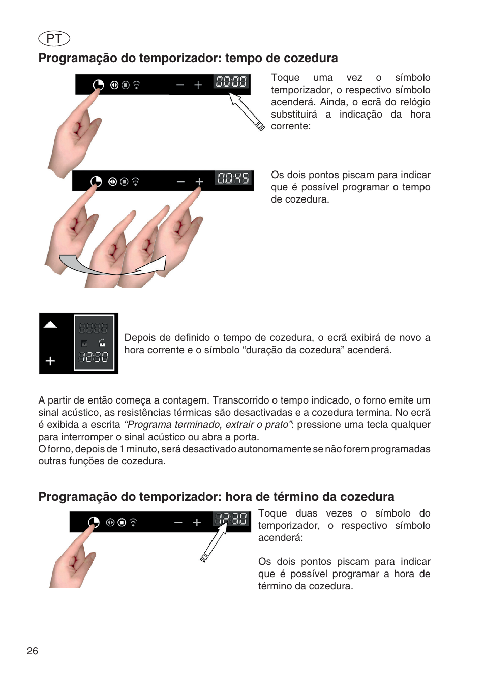 Programação do temporizador: tempo de cozedura | Fulgor Milano SPO 6213 User Manual | Page 218 / 270