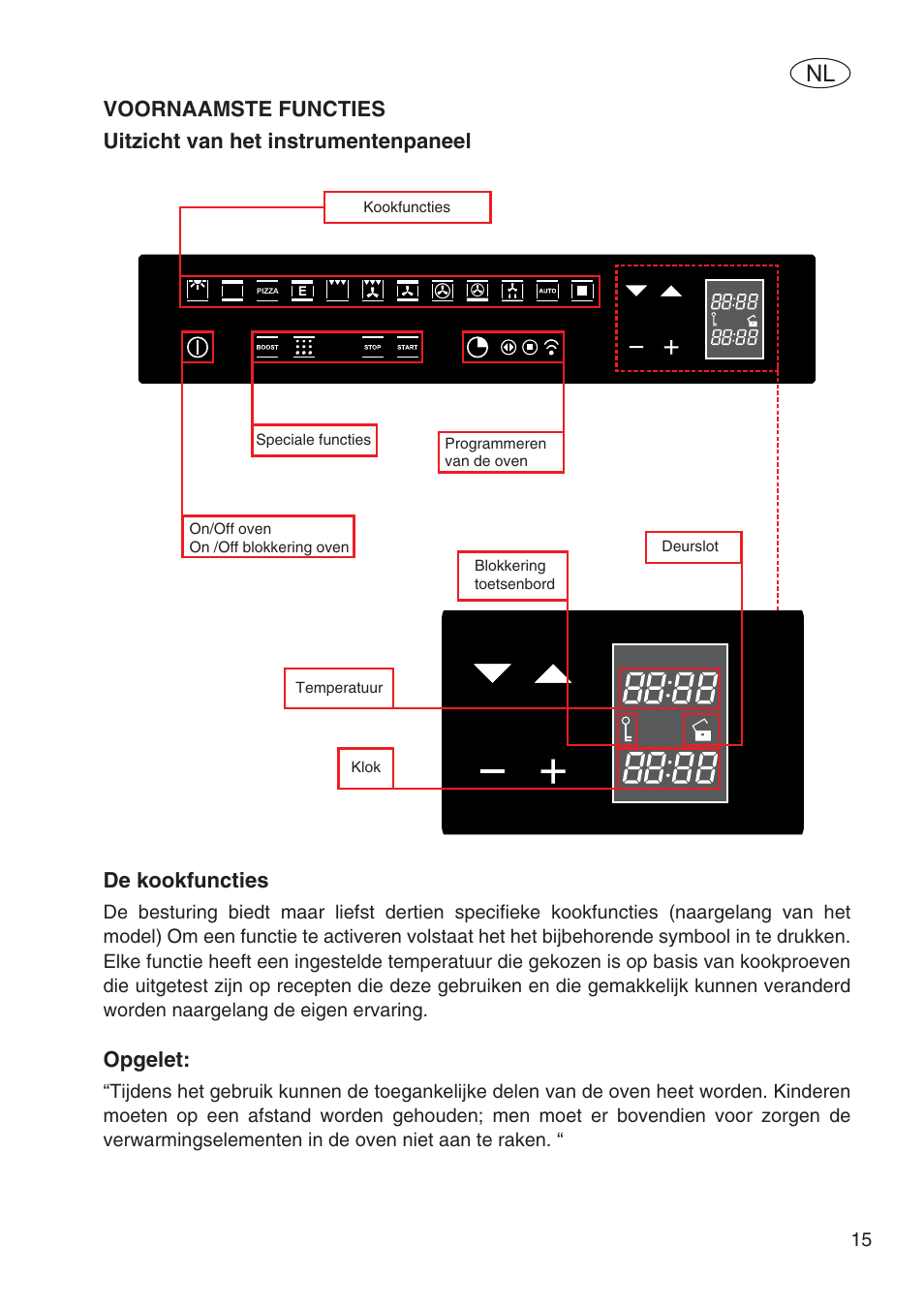 De kookfuncties, Opgelet | Fulgor Milano SPO 6213 User Manual | Page 245 / 270