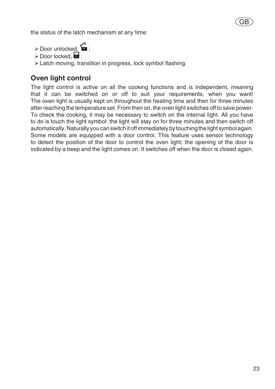 Oven light control | Fulgor Milano SPO 6213 User Manual | Page 25 / 270