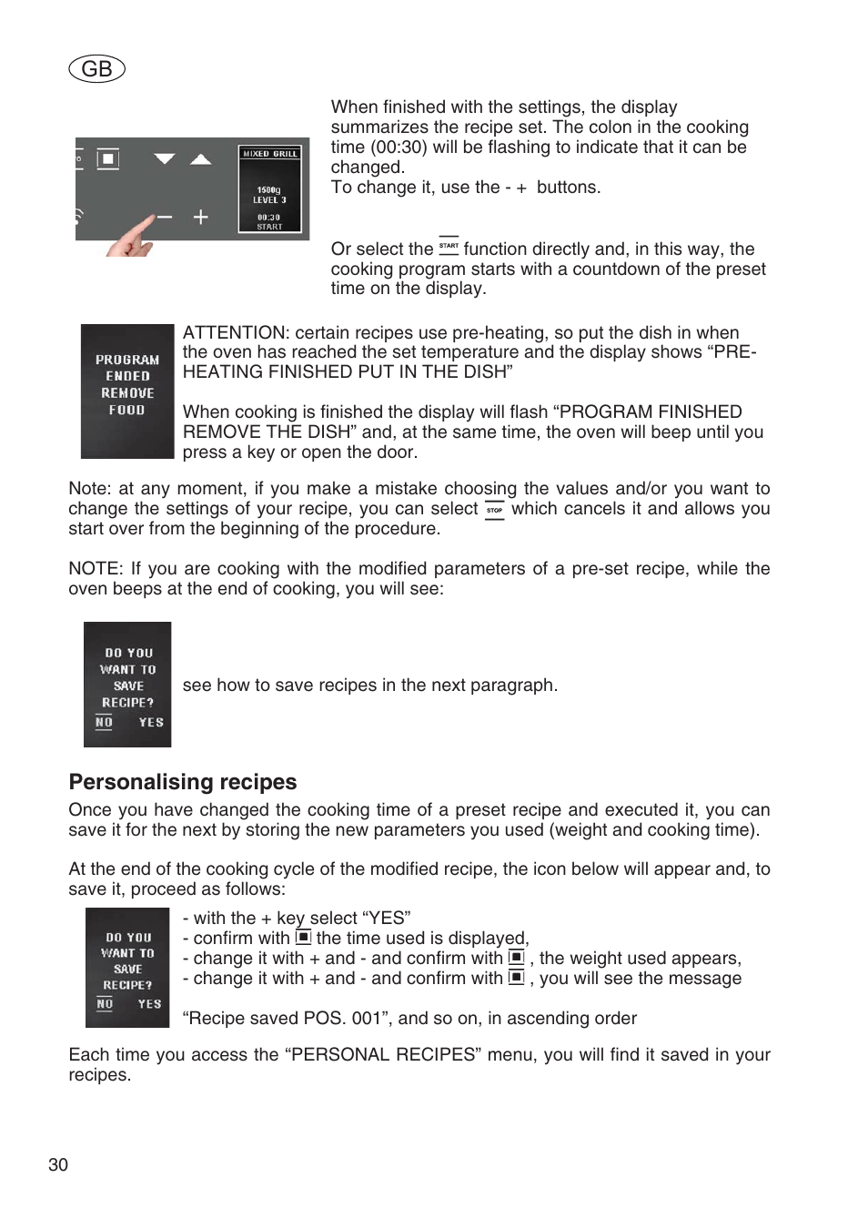 Personalising recipes | Fulgor Milano SPO 6213 User Manual | Page 32 / 270