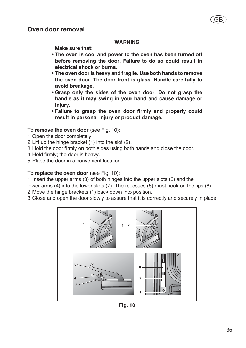 Oven door removal | Fulgor Milano SPO 6213 User Manual | Page 37 / 270