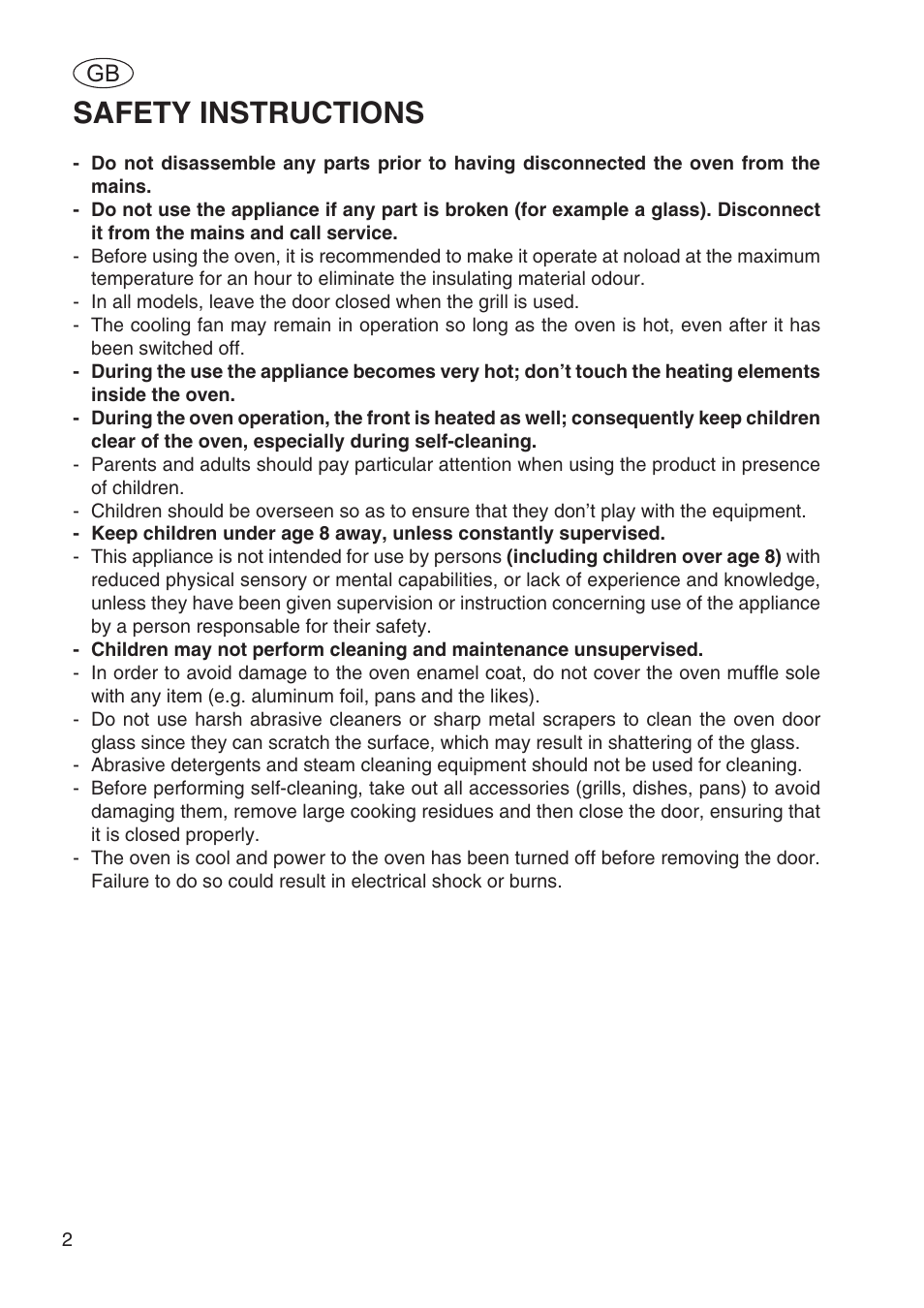Safety instructions | Fulgor Milano SPO 6213 User Manual | Page 4 / 270