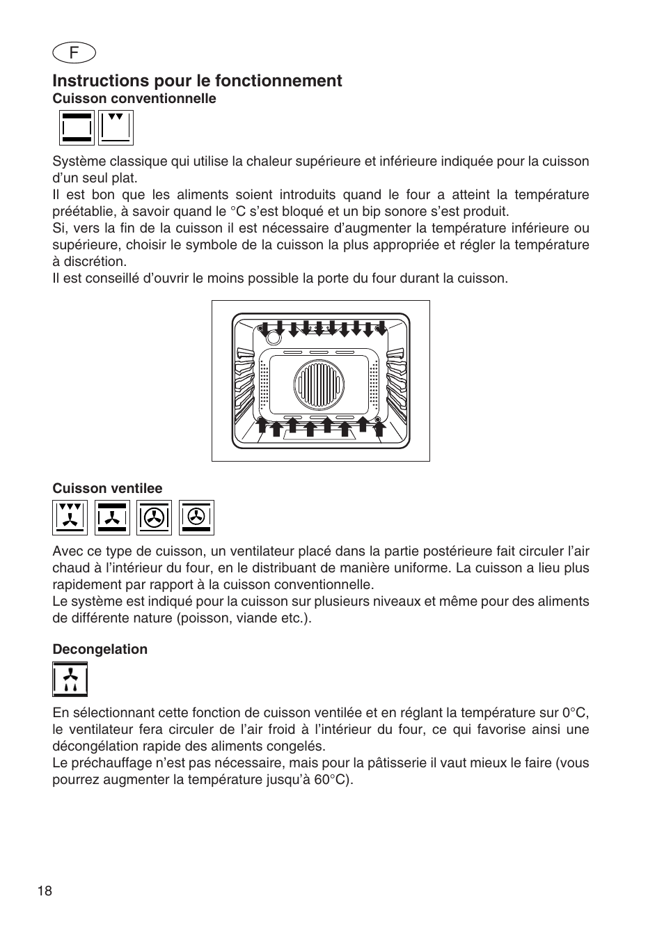 Instructions pour le fonctionnement | Fulgor Milano SPO 6213 User Manual | Page 58 / 270