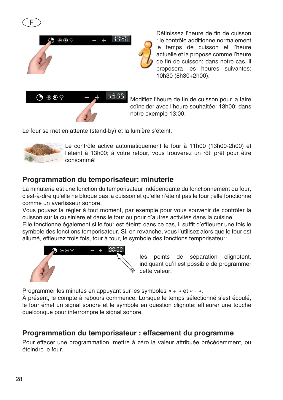 Programmation du temporisateur: minuterie | Fulgor Milano SPO 6213 User Manual | Page 68 / 270