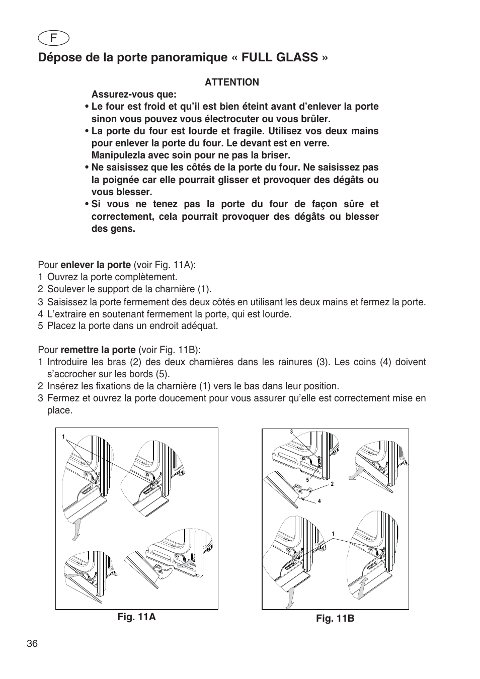 Dépose de la porte panoramique « full glass | Fulgor Milano SPO 6213 User Manual | Page 76 / 270