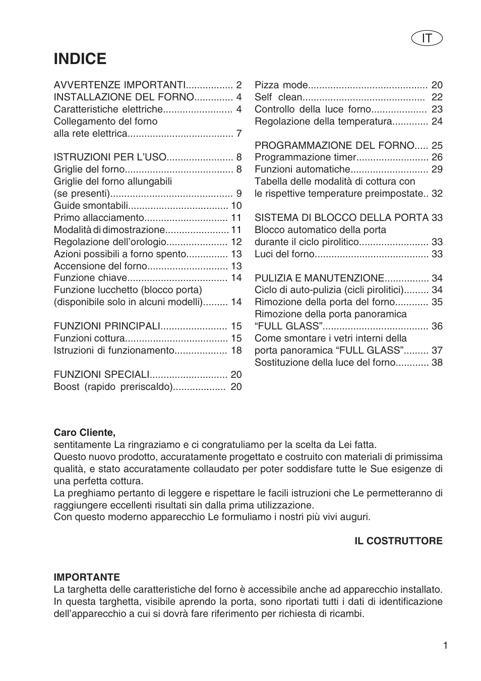 Indice | Fulgor Milano SPO 6213 User Manual | Page 79 / 270