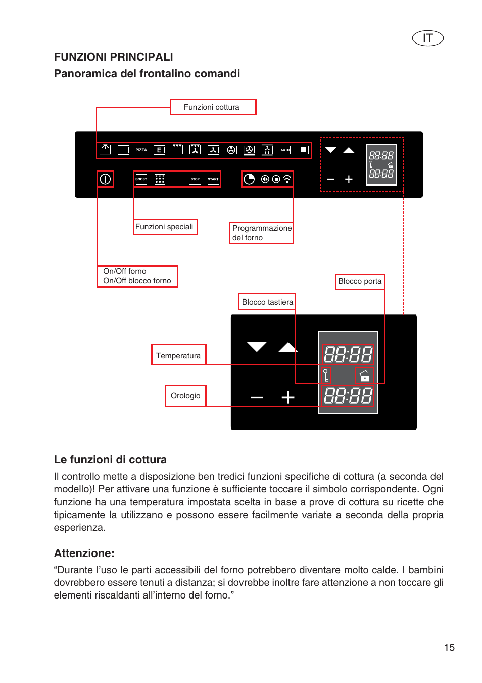 Le funzioni di cottura, Attenzione | Fulgor Milano SPO 6213 User Manual | Page 93 / 270