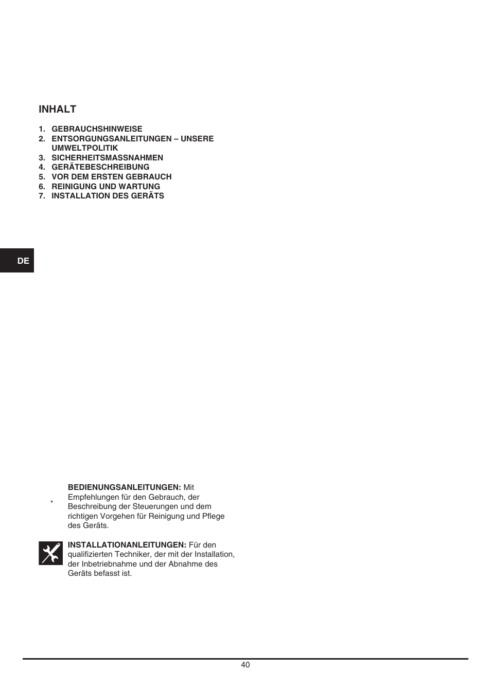Fulgor Milano LD 12 User Manual | Page 40 / 76