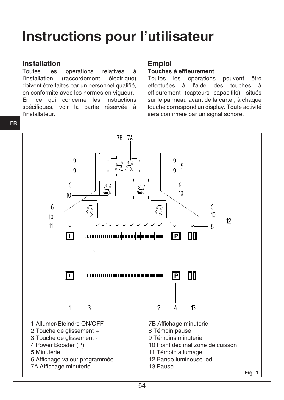 Instructions pour l’utilisateur | Fulgor Milano CH 1004 ID TS User Manual | Page 54 / 184