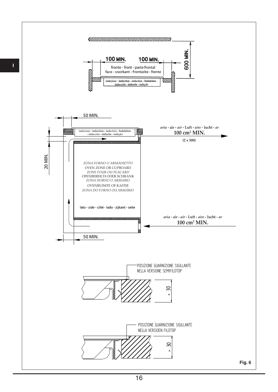 100 cm | Fulgor Milano FSH 774 ID TS User Manual | Page 16 / 100