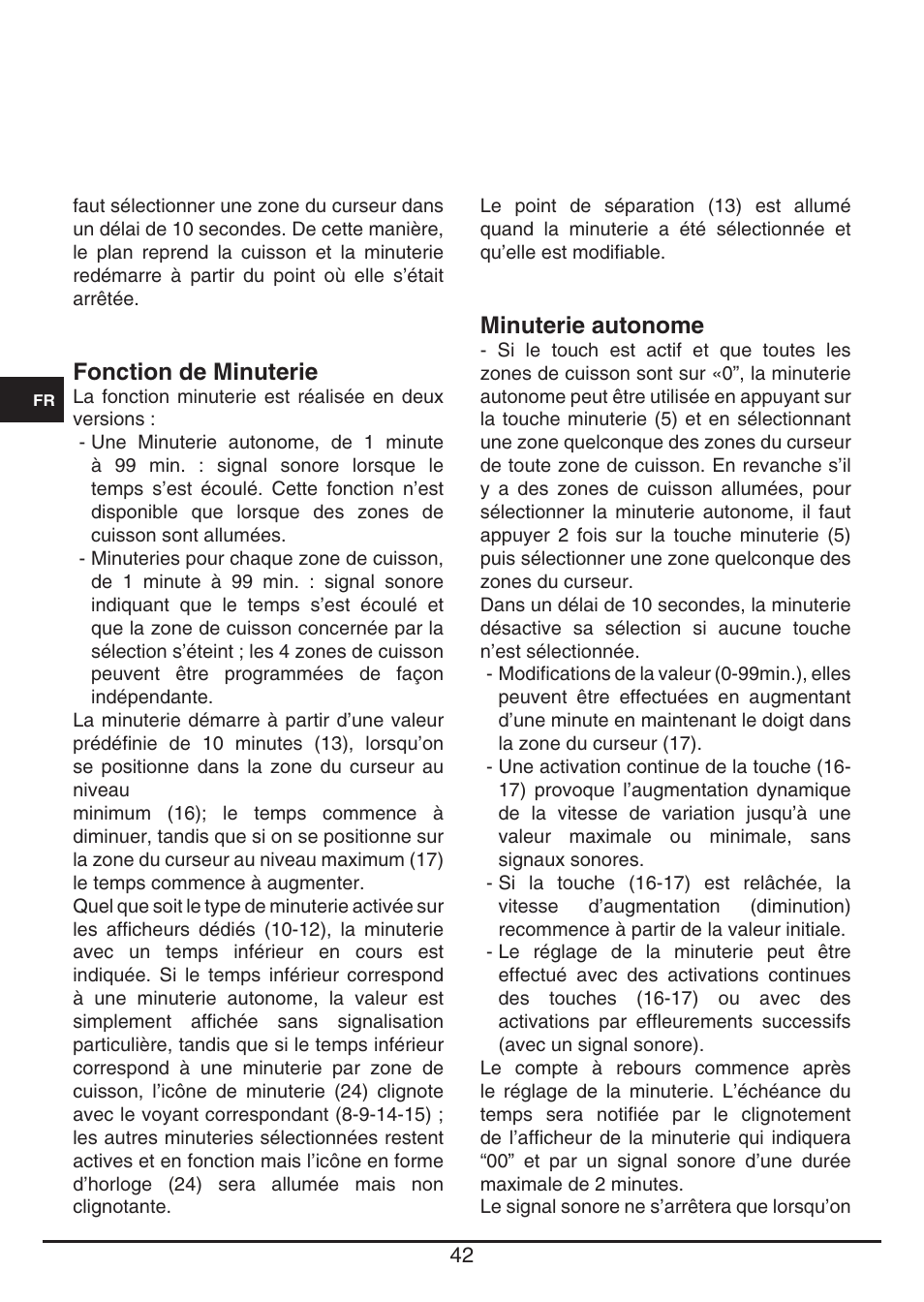 Fonction de minuterie, Minuterie autonome | Fulgor Milano FSH 774 ID TS User Manual | Page 42 / 100