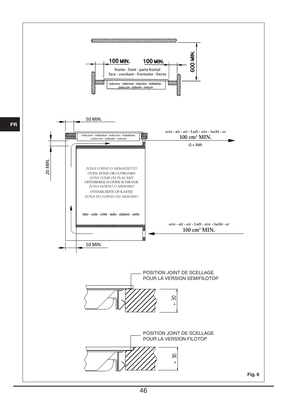 100 cm | Fulgor Milano FSH 774 ID TS User Manual | Page 46 / 100