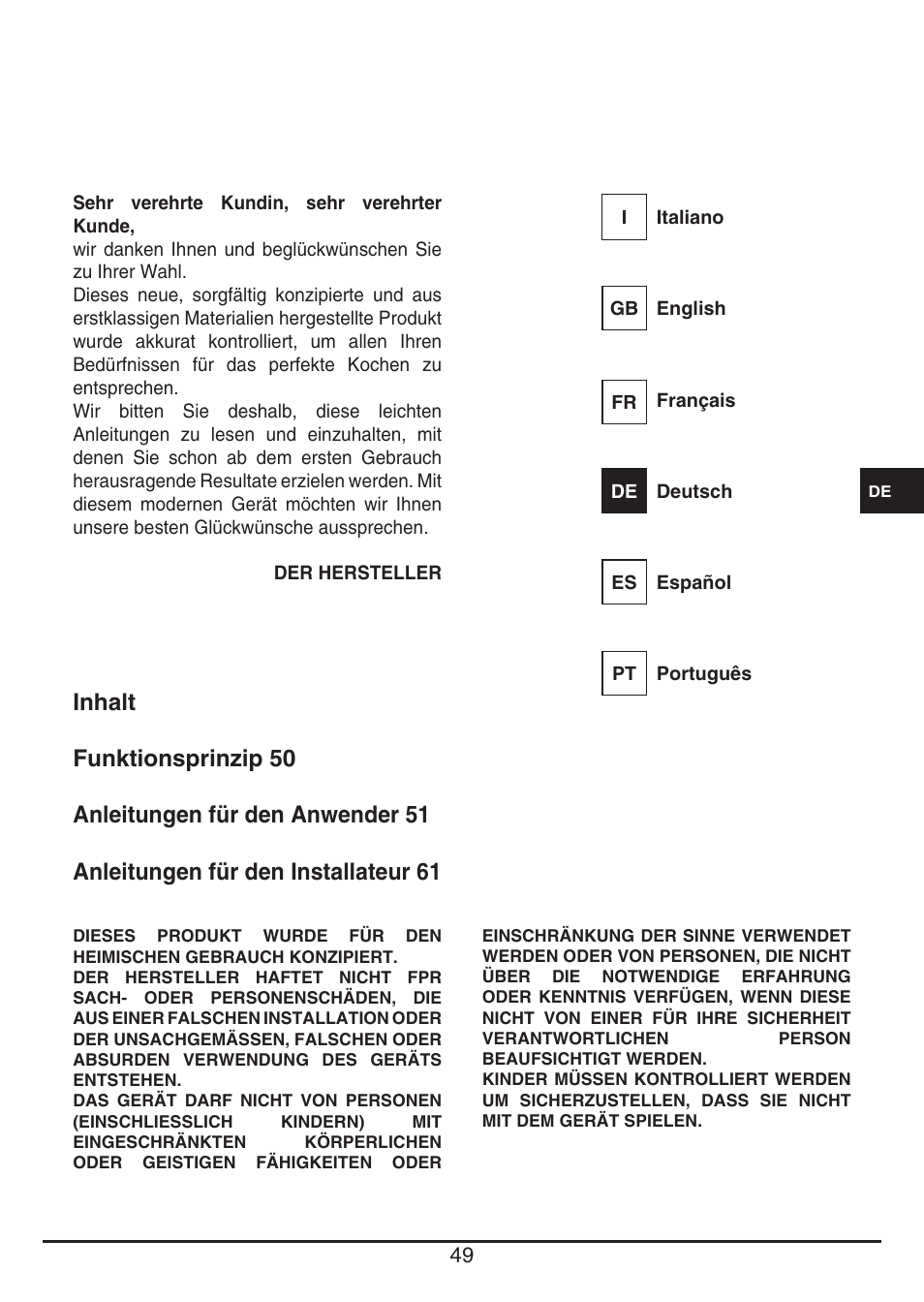 Fulgor Milano FSH 774 ID TS User Manual | Page 49 / 100