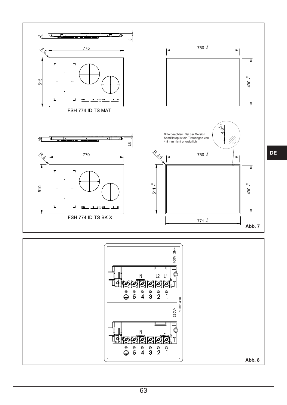 Nl l1 l2 | Fulgor Milano FSH 774 ID TS User Manual | Page 63 / 100