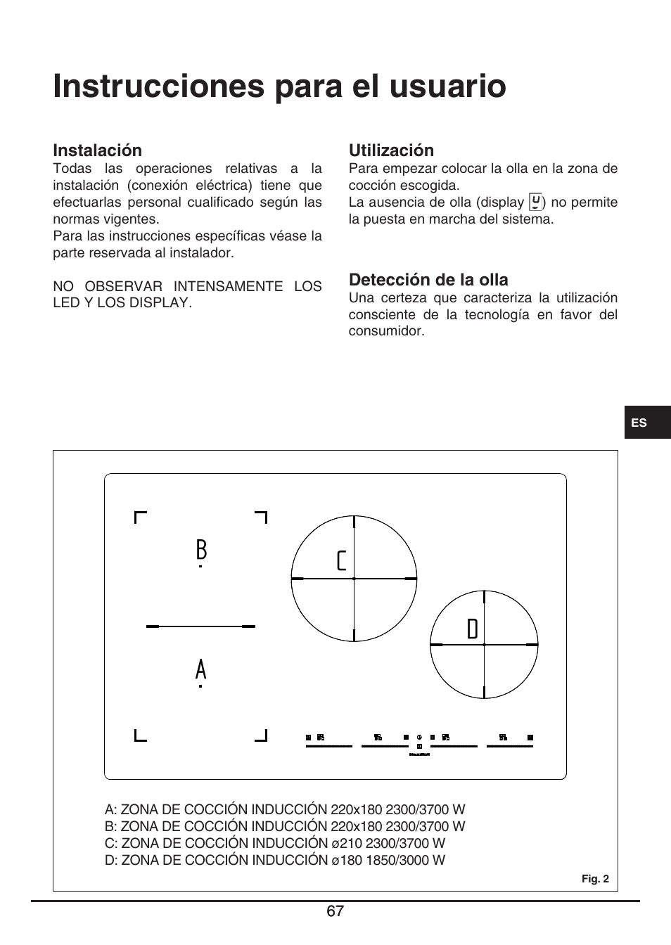 Instrucciones para el usuario | Fulgor Milano FSH 774 ID TS User Manual | Page 67 / 100