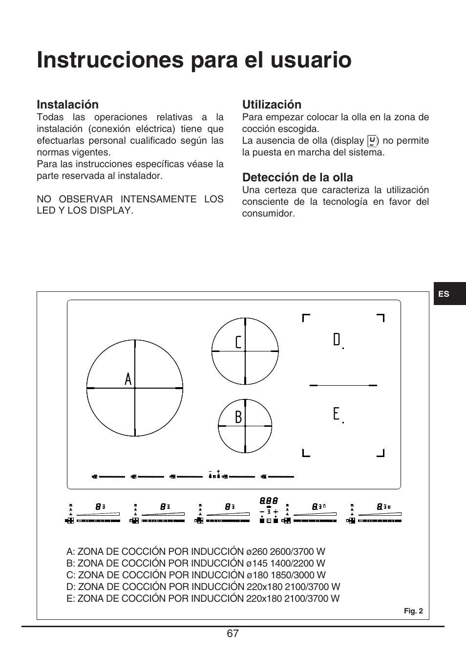 Instrucciones para el usuario | Fulgor Milano FSH 905 ID TS User Manual | Page 67 / 100
