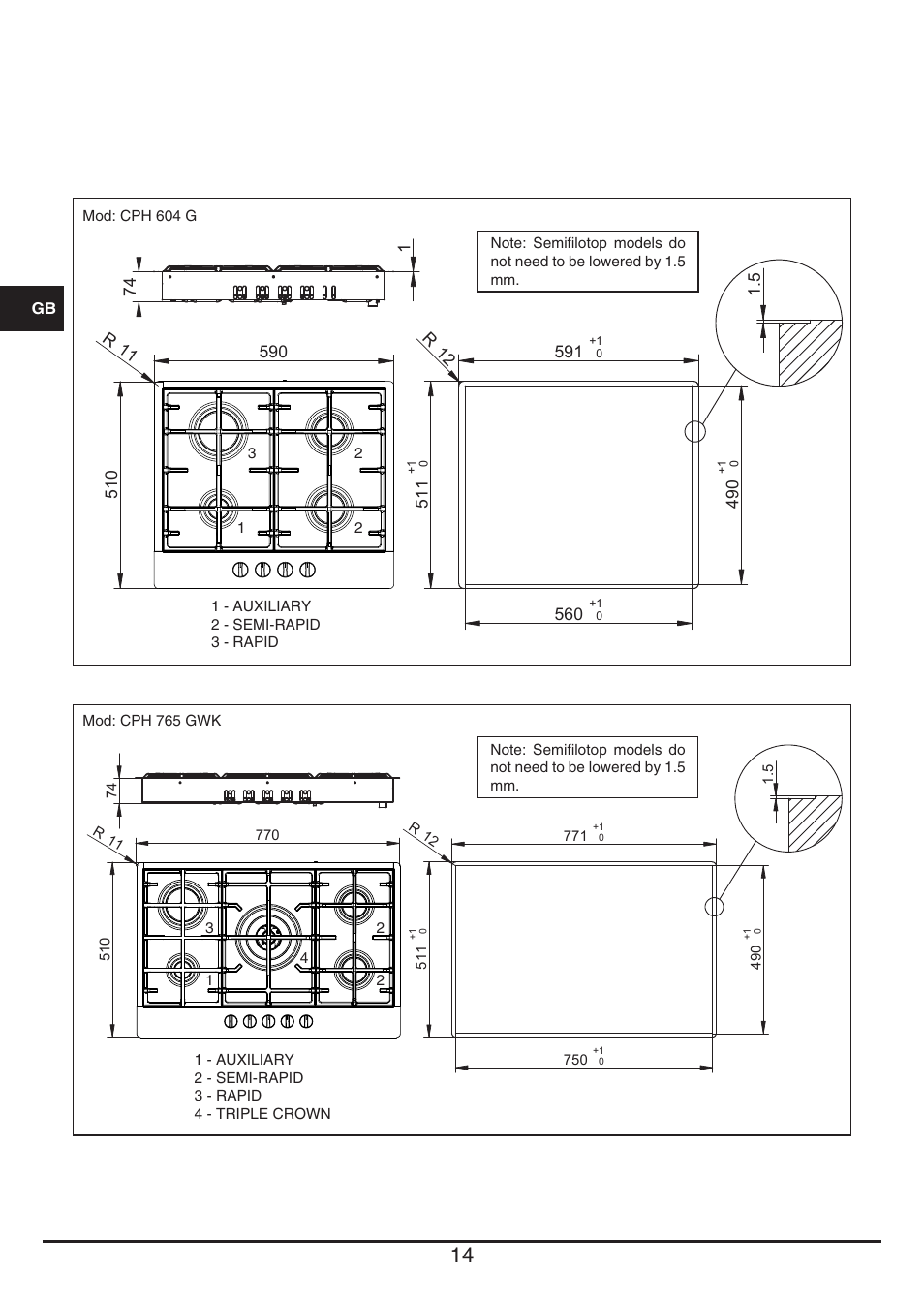 Fulgor Milano CPH 604 G User Manual | Page 14 / 52