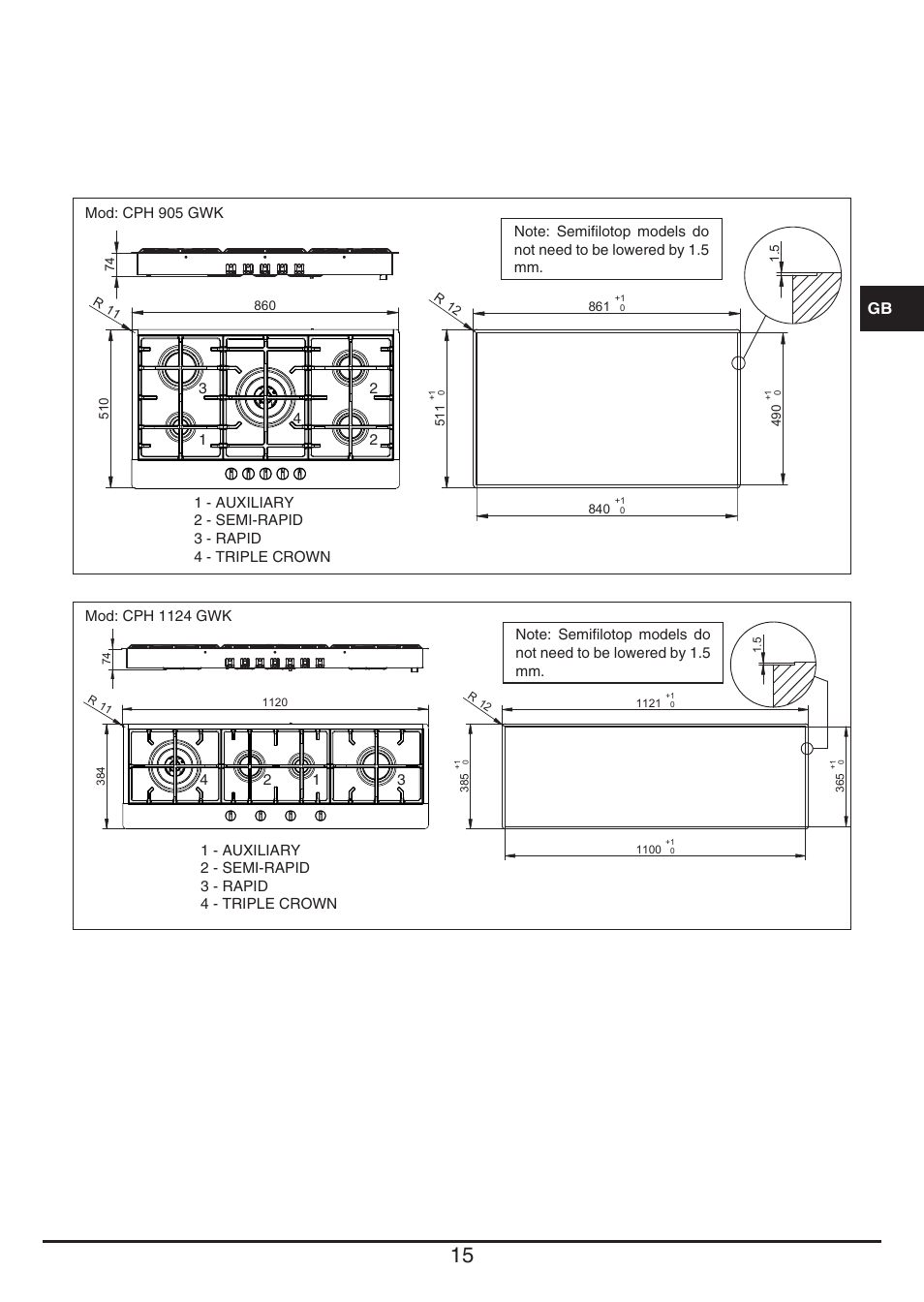 Fulgor Milano CPH 604 G User Manual | Page 15 / 52
